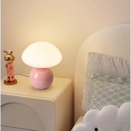 Cream wind mushroom small table lamp, children's eye protection small night lamp, bedroom bedside ceramic decorative table lamp, room atmosphere lamp