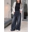 Louvre Autumn New Korean Edition Retro Washed Black Grey Wide Leg Jeans Black Loose Casual Pants women